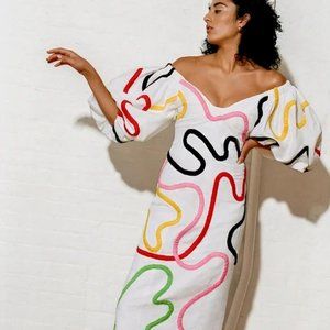 NWOT Mara Hoffman Namari Dress in white Multi Embroidery